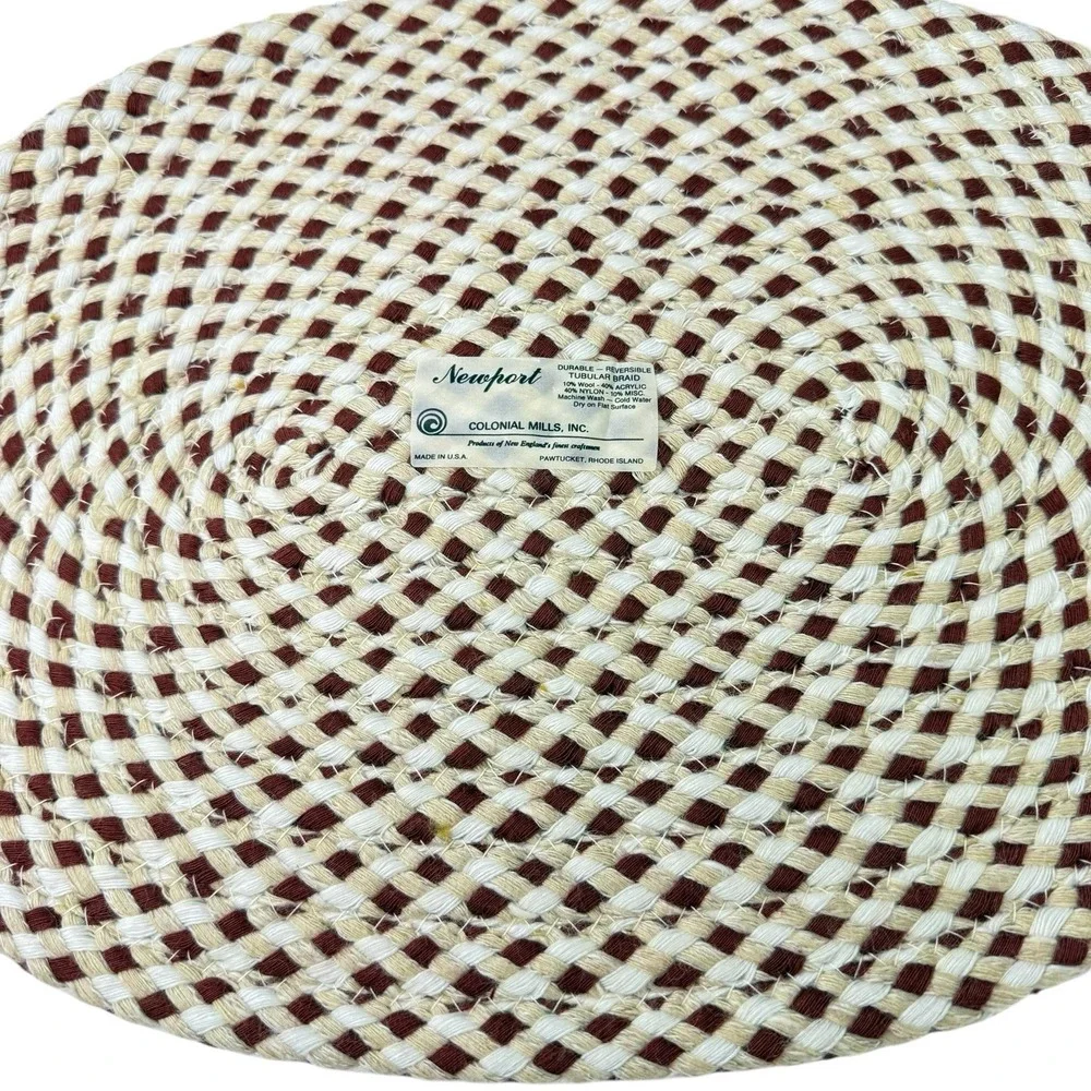 4 Braided Rug Oval Placemats Burgundy Cream Earth Tones 13